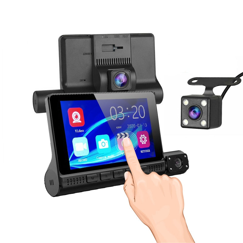 Full HD 1080p 3-Camera Car DVR with Touchscreen