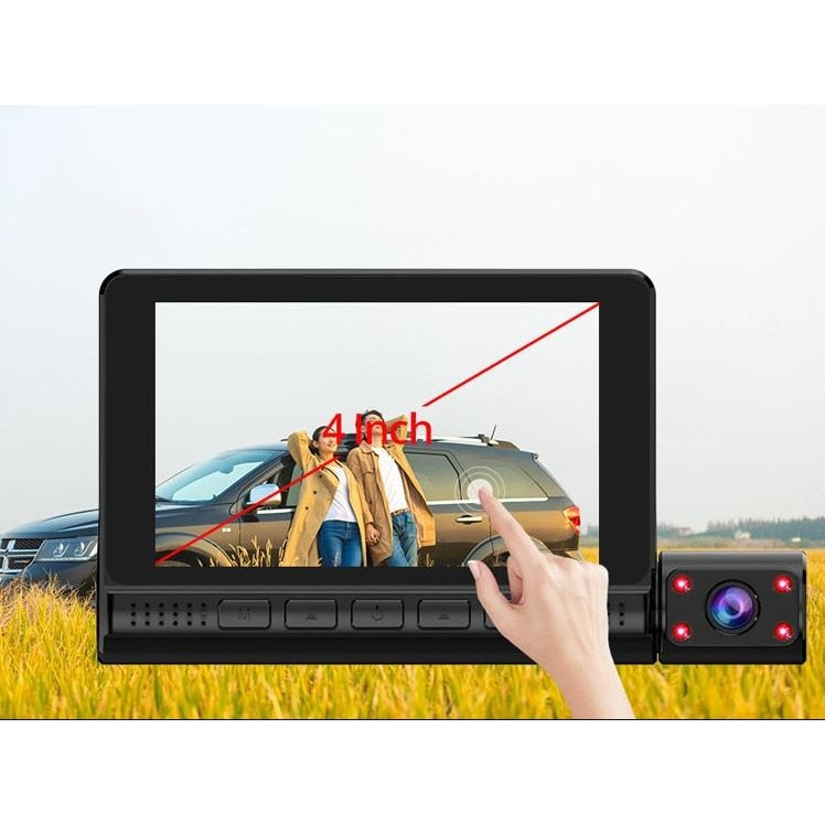 Full HD 1080p 3-Camera Car DVR with Touchscreen