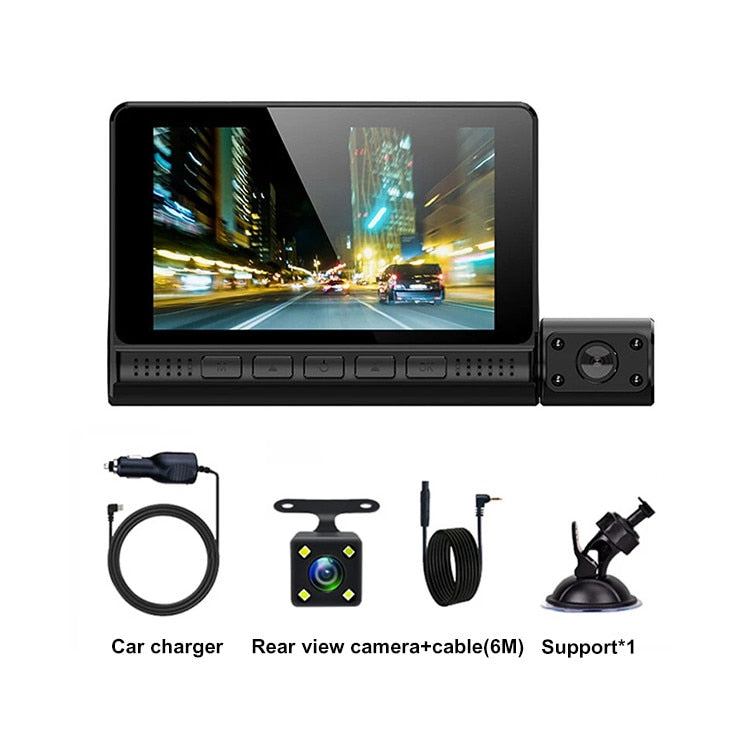 Full HD 1080p 3-Camera Car DVR with Touchscreen