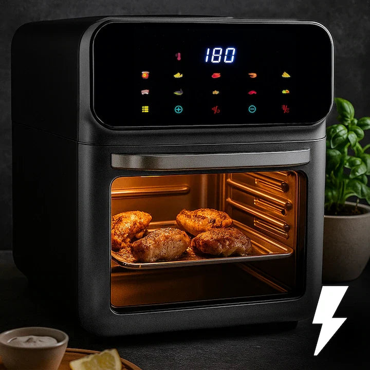 Friteuză cu Aer Cald 12L, Air Fryer Multifuncțional, 10 Programe, Ecran Touch Screen, Temperatură Reglabilă, Gătire Fără Ulei, Timer