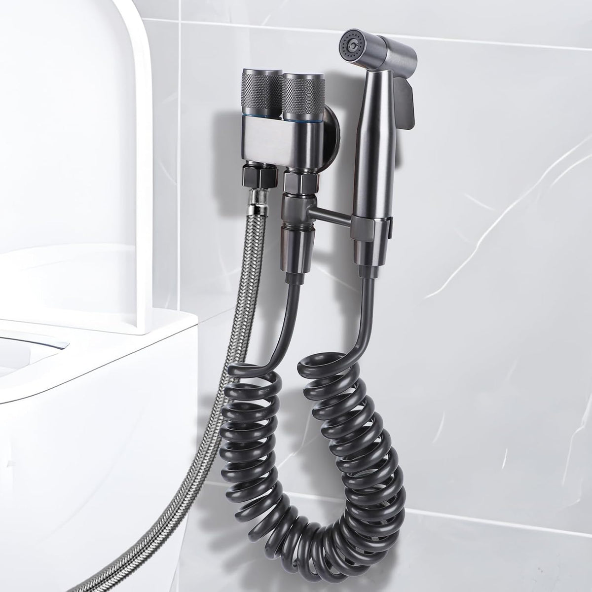 Set Dus Igienic WC si Bideu cu Furtun Extensibil – Pulverizator Igienic pentru Baie