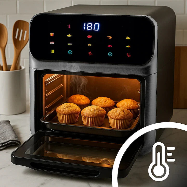 Friteuză cu Aer Cald 12L, Air Fryer Multifuncțional, 10 Programe, Ecran Touch Screen, Temperatură Reglabilă, Gătire Fără Ulei, Timer