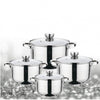 Set 12 piese Grunberg, 6 vase din inox cu capace din sticla, compatibile cu plita cu inductie, GR1065.