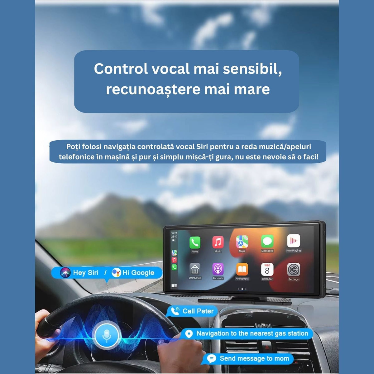 DVR Auto 10.26 inch cu Ecran Tactil, CarPlay, Camera Fata 4K si Spate 1K, Marsarier