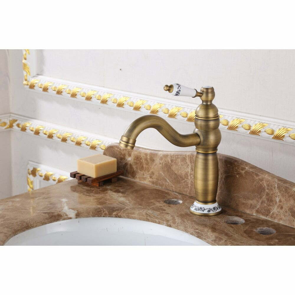 Baterie Lavoar Golden Copper – Bronz Antichizat, 2 Manete de Comandă, Design Clasic, VST32