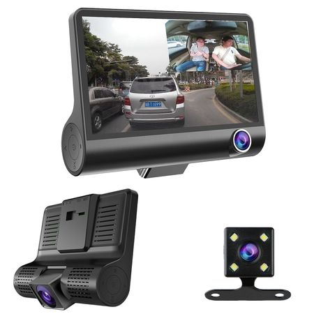 Blackbox L300-1 Triple Lens Dash Cam, Full-HD, Front/Rear/Interior Cameras, 4-inch Screen, G-Sensor