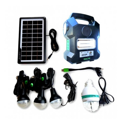 Kit solar GD-Lite 1000A dotat cu dispozitive USB cu 4 becuri LED + Acumulator de mare capacitate + RADIO