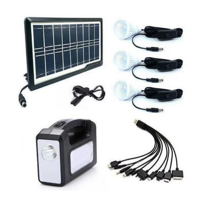 Kit solar GD-Lite 3 dotat cu dispozitive USB cu 3 becuri LED + acumulator de mare capacitate