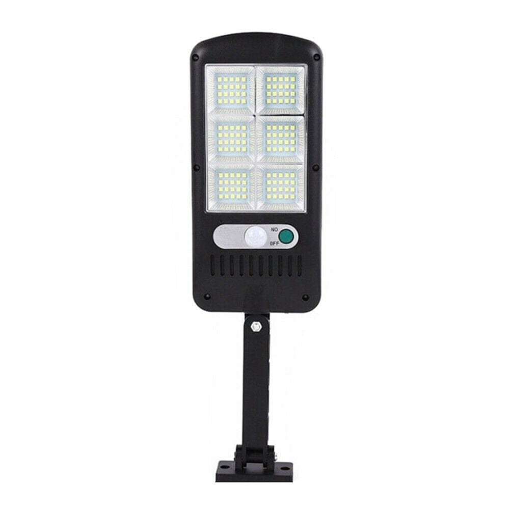 Lampa solara stradala 80 LED SMD, cu senzor de miscare, panou solar incorporat, brat de montare inclus si telecomanda cu functii multiple de setare a intensitatii luminoase si timpului de functionare