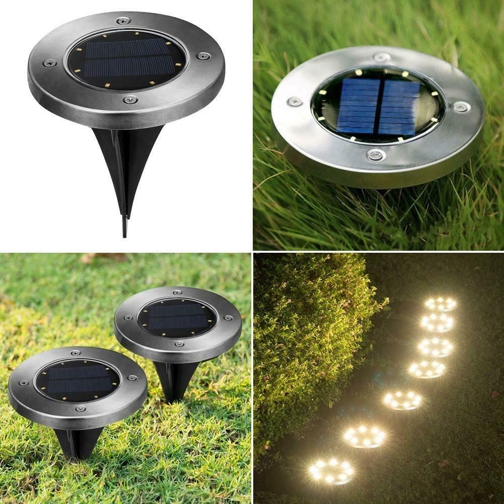 Lampa Solara Tip Spot, 8 LED-uri, Buton de On/Off, Negru/Argintiu