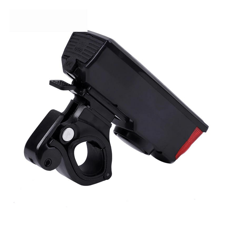 Lampa far inteligent solar cu claxon detasabil pentru bicicleta / trotineta, multifunctional, functie incarcare telefon, negru